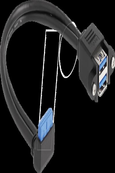 Delock USB internal cable - 19 pin USB 3.0 header (M) angled to USB (F) - 83007