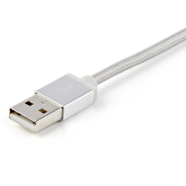 StarTech USB Lightning Cable - USB-C Micro-B Charging Cable - 1.0m - Braided - Silver - USB to Lightning Cable - USB to USB C - USB cable - USB (M) to Micro-USB Type B, Lightning, USB Type C (M) - 1.0m - Silver (LTCUB1MGR) - LTCUB1MGR