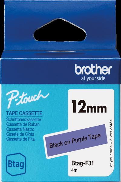 Brother BTAG-F31 - Black on purple - BTAGF31