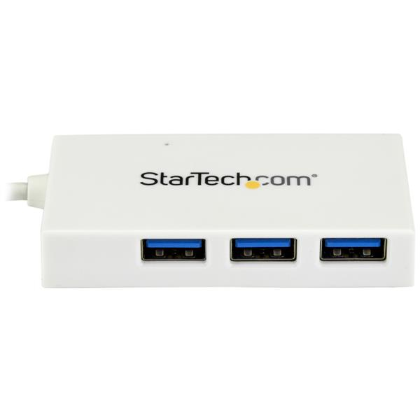 StarTech 4 Port USB-C Hub - USB C and 3x USB-A - USB 3.0 Hub - White - 4 Port USB Hub - USB Port Expander - USB Type C Hub - Hub - 4 Ports - HB30C3A1CFBW