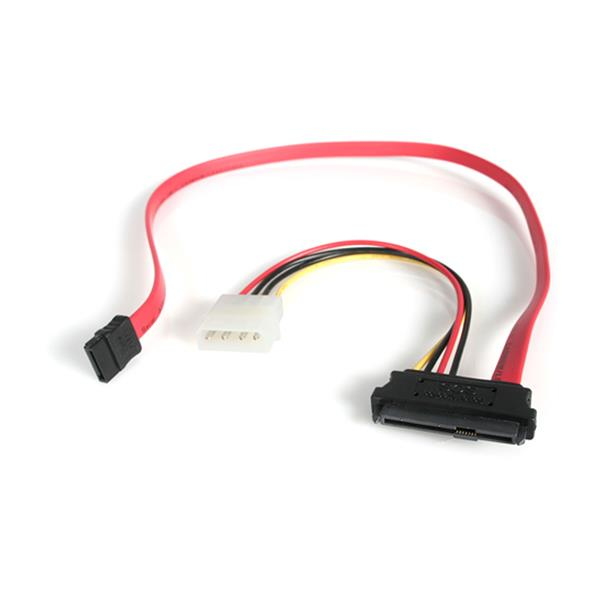 StarTech SAS to SATA Slimline Cable - SAS SATA SFF-8482 with IDE power cable - 1 x SATA (7pin) 1 x SFF-8482 (29pin) 1 x LP4 (male) - SATA / SAS cable - 46 cm - SAS729PW18