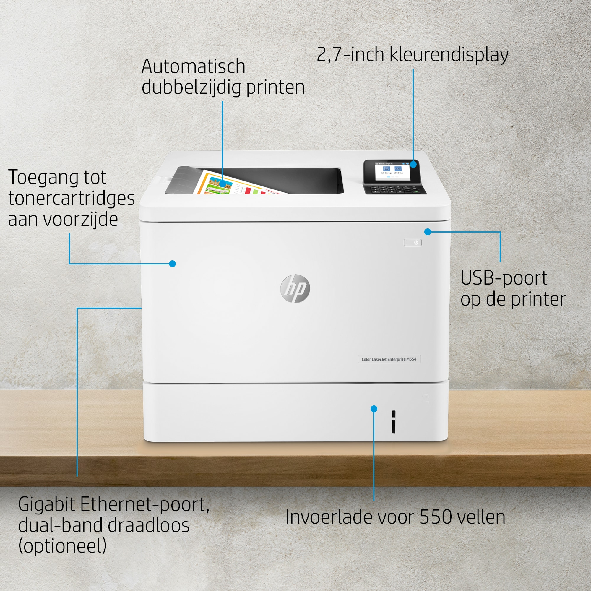 HP Color LaserJet Enterprise M554dn Printer - 7ZU81A