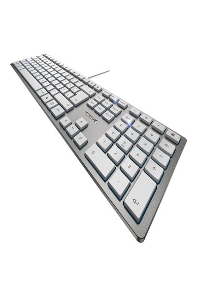 Cherry KC 6000 Slim - Full-size (100%) - Wired - USB - Mechanical - AZERTY - Silver - White - JK-1600BE-1