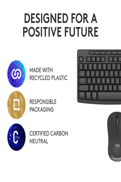 Logitech MK370 Combo for Business - Wireless - RF Wireless + Bluetooth - Membrane - AZERTY - Graphite - Mouse included - 920-012066