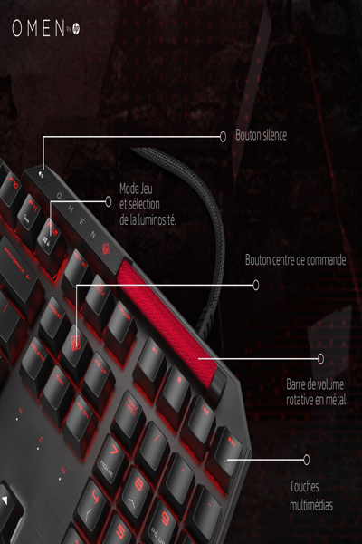 HP OMEN by Sequencer Keyboard: Full-size, Wired, Mechanical, Black - 2VN99AA