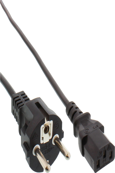 Câble d'alimentation InLine - CEE 7/7 droit / IEC C13 mâle 3 broches - noir - 1 m