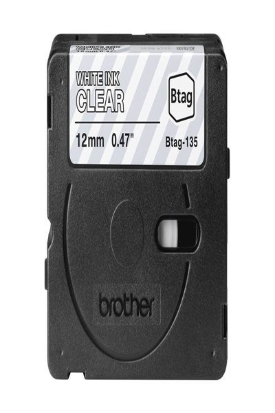 Brother BTAG-135 Vit på Transparent - BTAG135