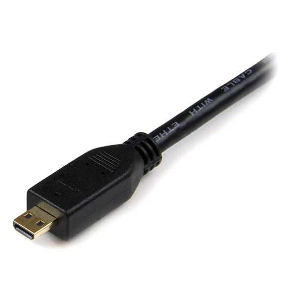 StarTech 2m High Speed HDMI Cable with Ethernet - HDMI to HDMI Micro - M/M - 2 m - HDMI Type A (Standard) - HDMI Type D (Micro) - 3D - Black - HDADMM2M