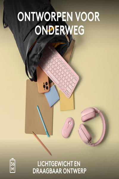 Logitech Pebble Keys 2 K380s - Mini - Wireless - RF Wireless + Bluetooth - Scissor key switch - AZERTY - Pink - 920-011805