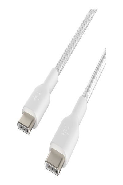 Belkin USB-C till flätad PVC-kabel 1m tvåpack - Digital anslutning - CAB004BT1MWH2PK
