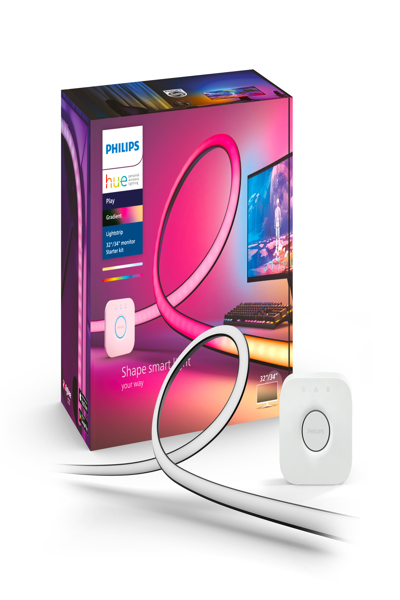 Philips Hue Play Gradient Lightstrip for PC, Smart strip light, Bluetooth/Zigbee, Black, White, LED, Silicone, Non-changeable bulb(s) - 929003498602