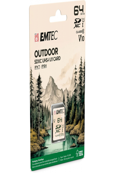 EMTEC SD UHS-I U1 V10 Outdoor - Secure Digital (SD) - ECMSD64GXCU1OR