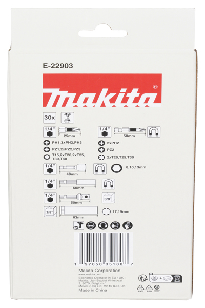 Makita E-22903 - Bit- und Schlagnuss-Set impact Black fÃƒÂ¼r Akku-Schlagschrauber