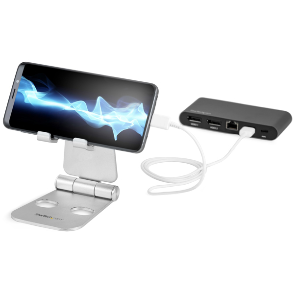 StarTech Universal Cell Phone and Tablet Holder - Foldable - Tablet / Cell Phone Stand - Multi-Angle - Smartphone Holder - Desk Stand - up to 33.00cm (13") - Silver (USPTLSTND) - USPTLSTND