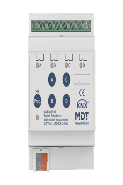 Actionneur de commutation MDT 4 voies 4TE REG 16/20 A 230 V AC Charge C