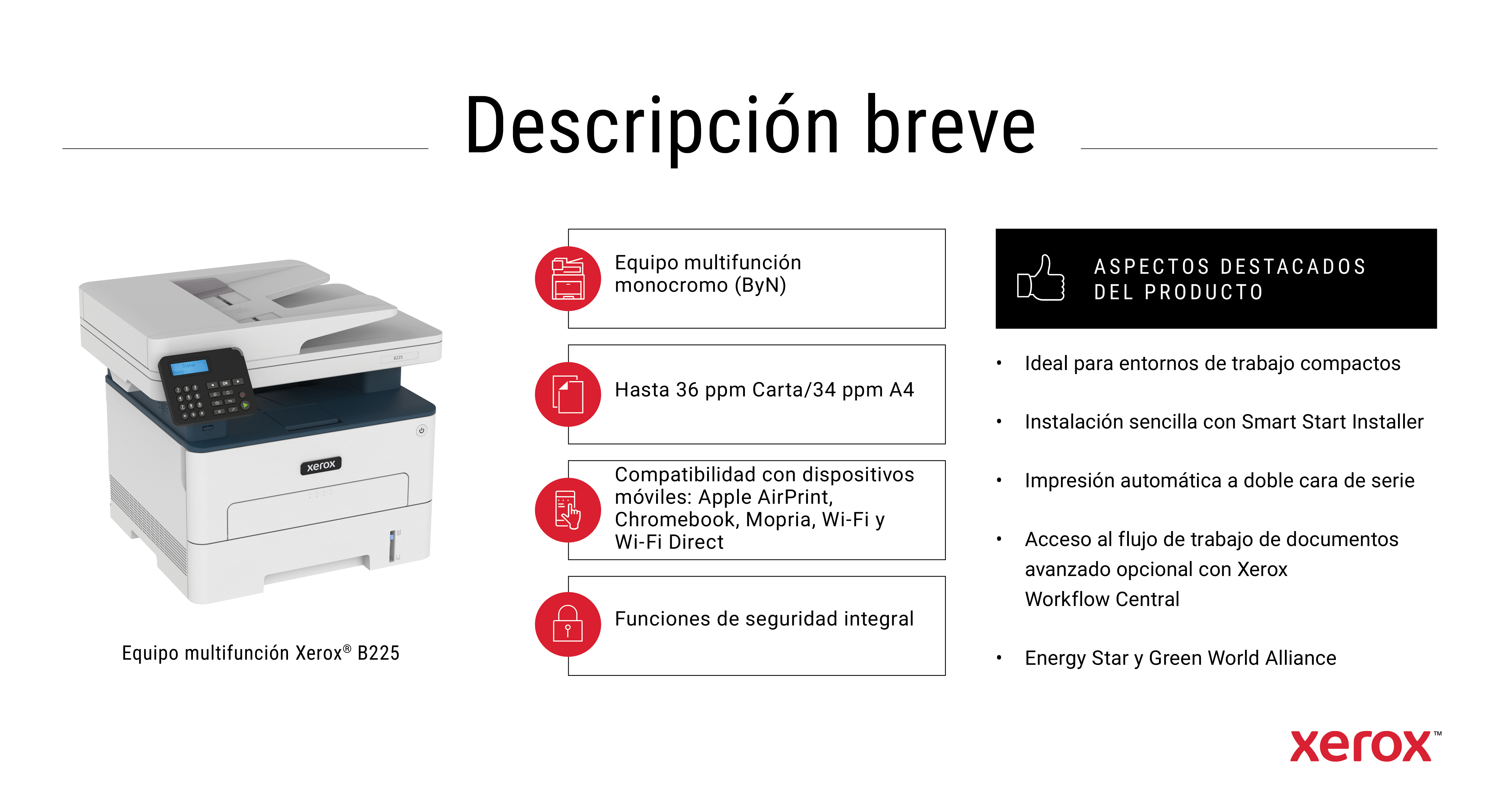 Xerox B225 A4 34ppm Wireless MFP - B225V_DNI