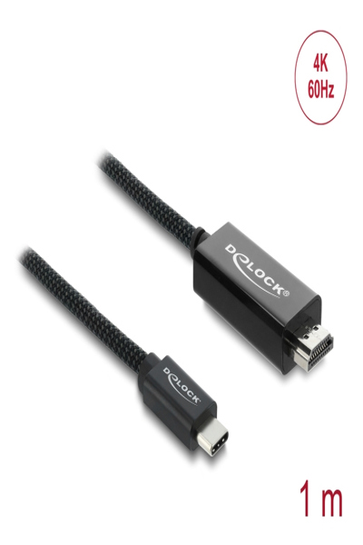 Delock Coaxial to HDMI Cable with Braided Sheath USB Type-C 4K 60 Hz - Cable - Digital - 81703
