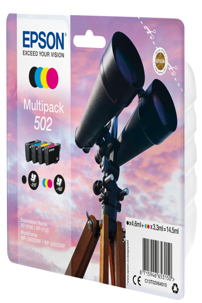 Pack multiple Epson 502, 4 cartouches de 14,5 ml
