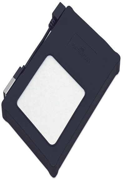 Manhattan Drive Enclosure - 2.5" - USB-A - 480 Mbps (USB 2.0) - SATA - Black - Silicone - Hi-Speed USB - Windows or Mac - Three Year Warranty - Blister - HDD enclosure - 2.5" - Serial ATA - 0.29 Gbit/s - Hot-swap - Black - 130103