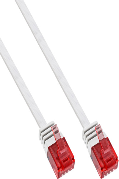 Câble patch plat ultra-fin InLine U/UTP Cat.6 Gigabit compatible blanc 1,5 m