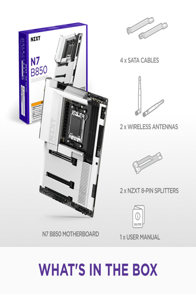 NZXT N7 B850 WIFI WHITE AM5 MOTHERBOARD - N7-B85XT-W1