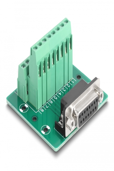 Delock Serial adapter - 15 pin D-Sub (DB-15) (F) to 16 pin terminal block - 66910