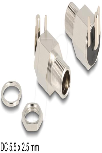 Delock Power connector - DC jack 5.5 mm x 12 mm (ID: 2.5 mm) (F) bulkhead - 90182