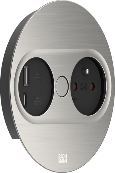 Bachmann 946.006 Stationär inbyggd USB-port Typ E AC Rostfritt stål - 946006