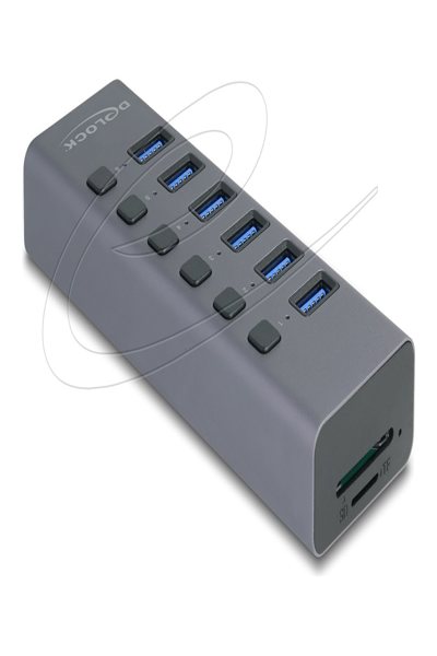 Delock External USB 5Gbps Hub with Switch & Micro SD - 64237