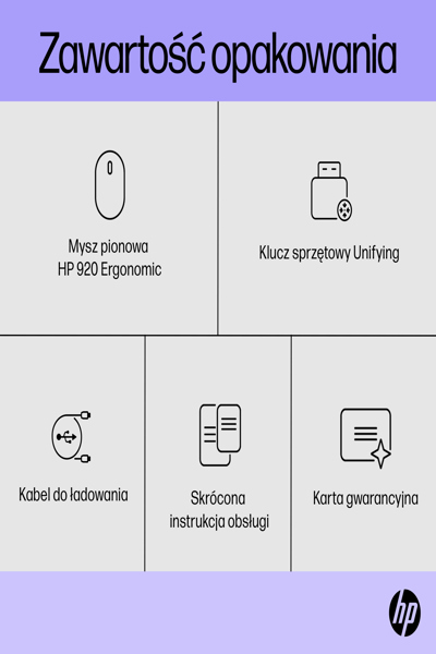 HP 920 Ergonomic Wireless Mouse: Right-hand, Vertical Design, 4000 DPI - 6H1A4AA