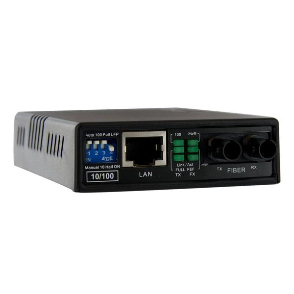 StarTech 10/100 Mbit/s Fast Ethernet Multimode ST LWL / Fiber Optic Copper Media Converter - 2km - Media Converter - 10Base-T, 100Base-FX, 100Base-TX - RJ-45 / ST multi-mode - 1310 nm (MCM110ST2EU) - MCM110ST2EU