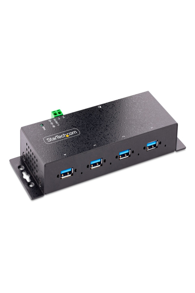 StarTech.com 4-Port Industrial USB 3.0 5Gbps Hub, Rugged USB Hub w/15kV Air/8kV Contact ESD and Surge Protection, DIN/Wall/Desk Mountable USB-A Hub, USB Expansion Hub with Locking Ports - 5G4AINDNP-USB-A-HUB