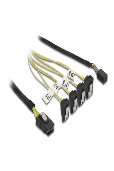 Delock SATA / SAS cable - Mini SAS (SFF-8087) to SATA, 8 pin internal power - 85683