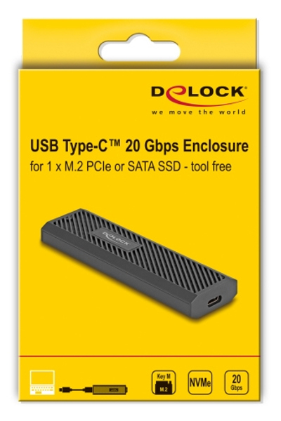 Delock Externes USB Type-C 20 Gbps Combo GehÃƒÂ¤use fÃƒÂ¼r M.2 NVMe PCIe oder SATA SSD - 42031