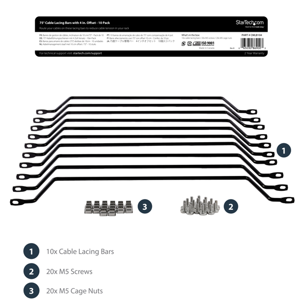 Horizontal Cable Management with 10cm Offset for Racks - 10 Pack - Rack Cable Management Guide - 1U (Pack of 10) ( CMLB104 ) - CMLB104