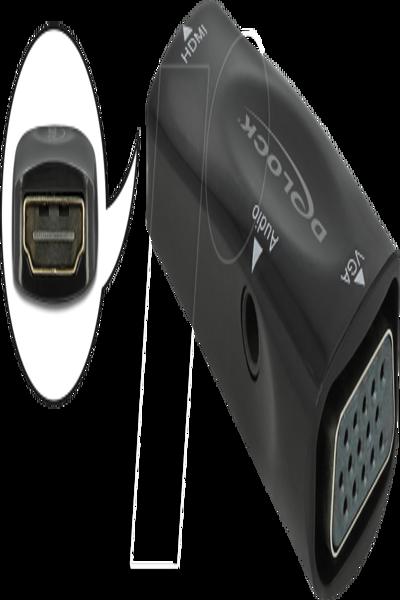 Delock Adapter - HDMI-hona till HD-15 (VGA), mini-phone stereo 3,5 mm hona - 66560