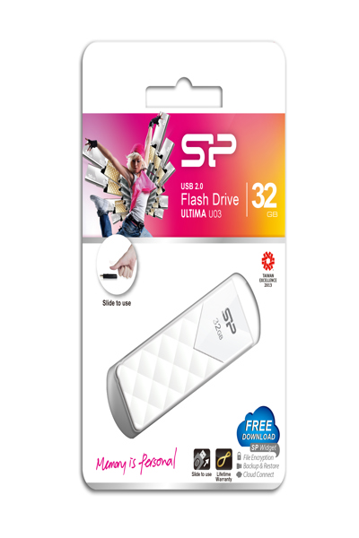 Silicon Power Ultima U03 - 32 GB - USB Type-A - 2.0 - Slide - 13 g - White - SP032GBUF2U03V1W