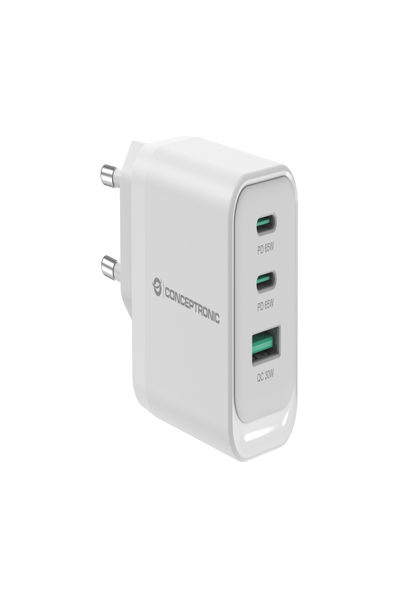 Conceptronic LadegerÃƒÂ¤t 3Port 65W 2xUSB-C 1xUSB-A weiÃƒÅ¸