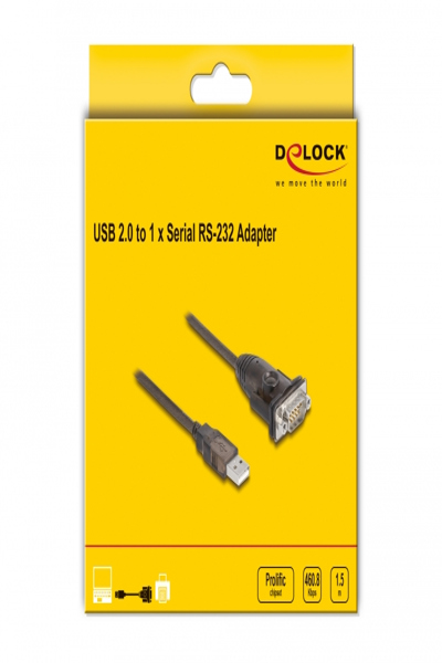 Delock USB / serial cable - USB (M) to DB-9 (M) screwable - 62645