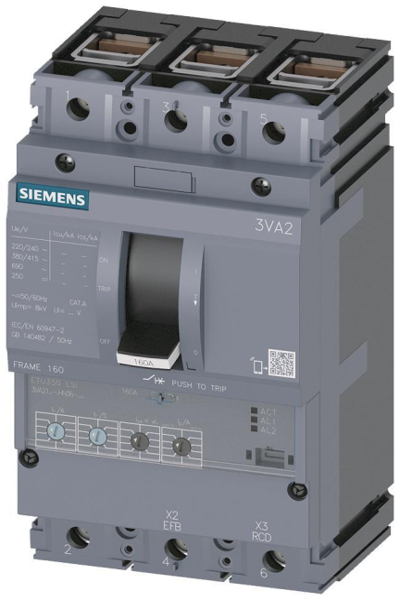 Siemens 3VA2116-5HN36-0AA0 Circuit Breaker 64-160A