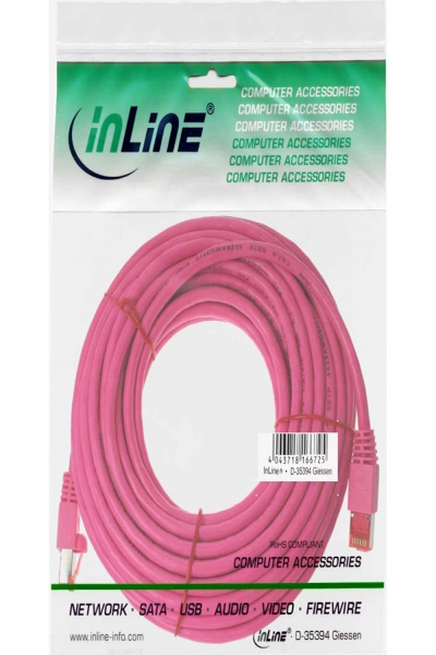 Câble patch en ligne S/FTP PiMF Cat.6 250 MHz PVC cuivre rose 15 m