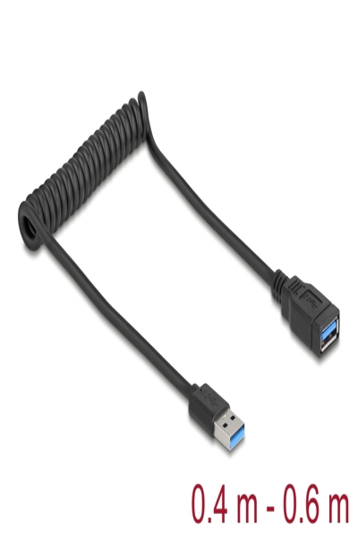 Câble spiralé USB 5 Gbit/s Delock Type-A mâle vers femelle - Câble - Numérique