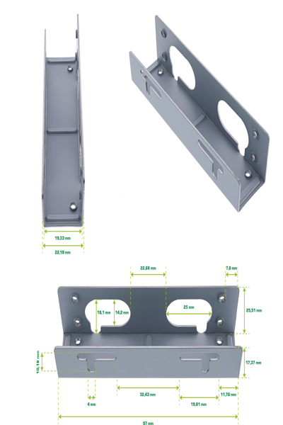 Rails/supports de montage en ligne pour disques durs 3,5"