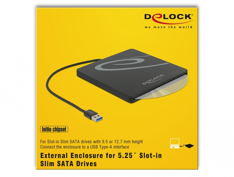 Delock 42604 - External Enclosure for 5.25 Slot-in Slim SATA Drives - 42604