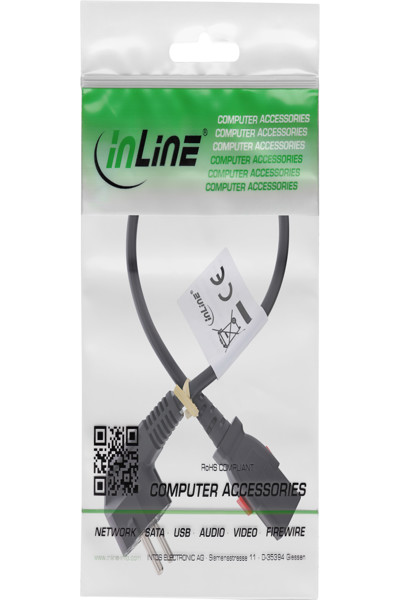 InLine Power cable - earthing contact angled to C13 lockable - 0.5m