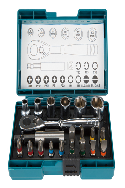 Makita B-54081 Jeu de clés à douille 1/4" 21 pièces