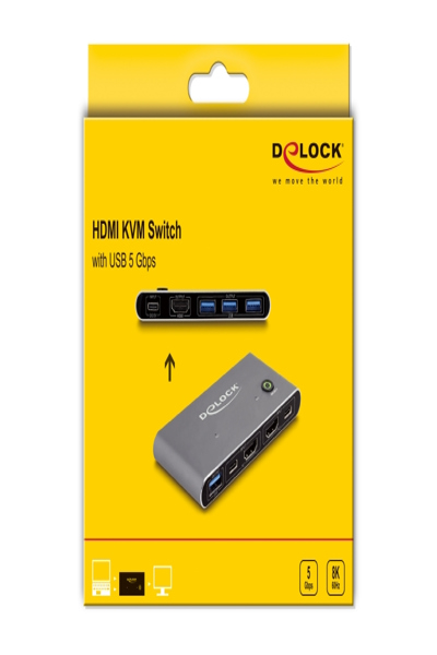 Delock HDMI KVM-switch 8K 60 Hz med USB 5 Gbps, 7680 x 4320 pixlar, 8K Ultra HD, Antracit - 18647