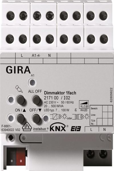 Actionneur variateur universel GIRA 217100 1f. Régulateur KNX/EIB 500 W