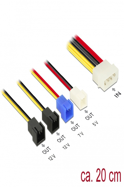Delock Molex 4-pins > 4 x 2-pins fläkt (12 V / 7 V / 5 V) - 85516