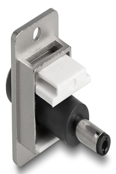 Delock Panel Mount DC 5.5 x 2.1mm Buchse zu 5.5 2.5mm Stecker silber weiss - 90885